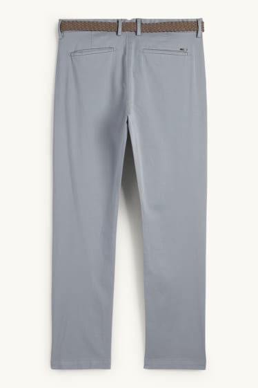 Herren - Chino mit Gürtel - Regular Fit - grau