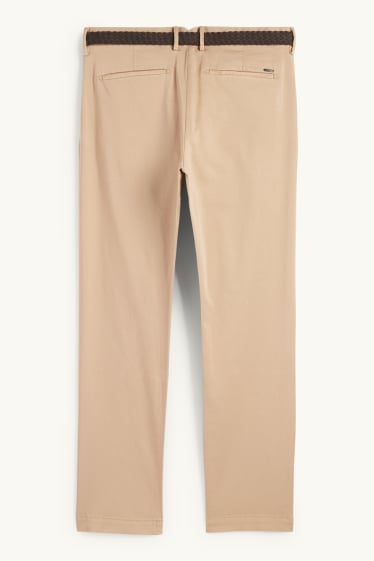 Herren - Chino mit Gürtel - Regular Fit - hellbraun