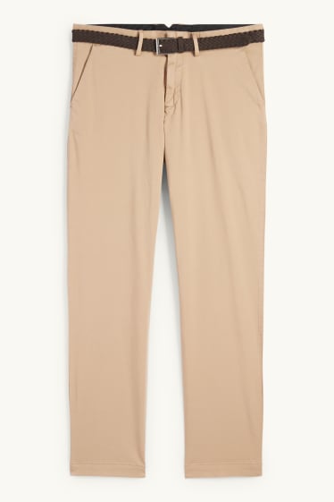 Herren - Chino mit Gürtel - Regular Fit - hellbraun