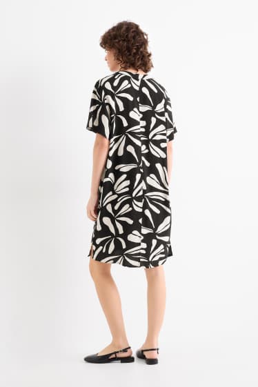 Dona - Vestit de viscosa - estampat - negre/beix