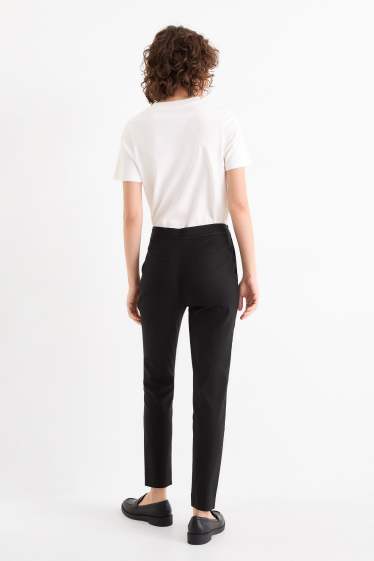 Women - Cloth trousers - mid-rise waist - slim fit - black