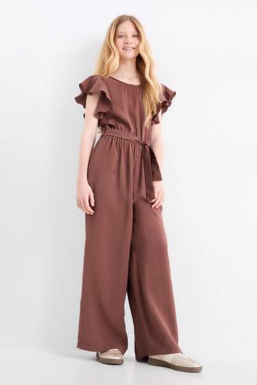 Kinderen: meisjes - Jumpsuit - donkerbruin