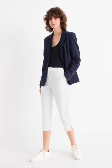 Damen - Caprihose - Mid Waist - Slim Fit - weiss