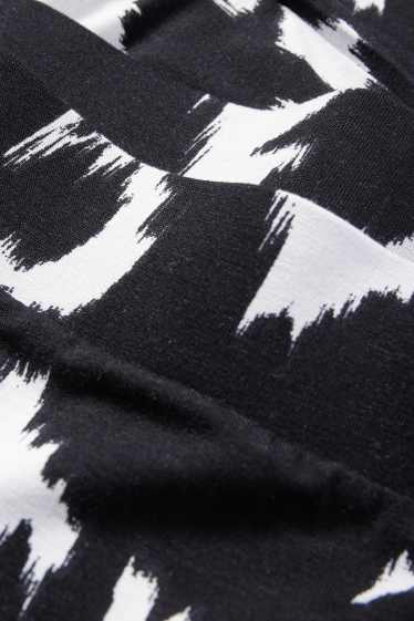 Women - Jersey trousers - mid-rise waist - wide leg - patterned - black / white