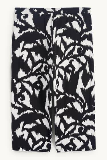 Women - Jersey trousers - mid-rise waist - wide leg - patterned - black / white