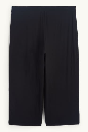 Femei - Pantaloni din jerseu - talie medie - wide leg - negru