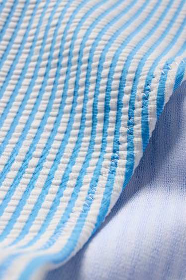 Damen - Bikini-Hose - Mid Waist - LYCRA® XTRA LIFE™ - gestreift - weiß / hellblau