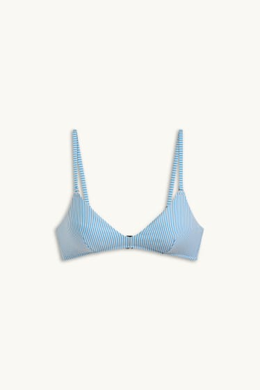 Damen - Bikini-Top - wattiert - LYCRA® XTRA LIFE™ - gestreift - weiß / hellblau