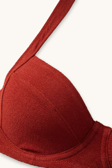 Women - Underwire bikini top - LYCRA® XTRA LIFE™ - textured - dark red