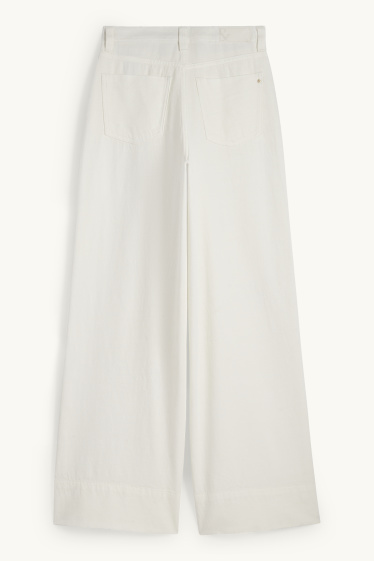 Damen - Wide Leg Jeans - Mid Waist - weiss