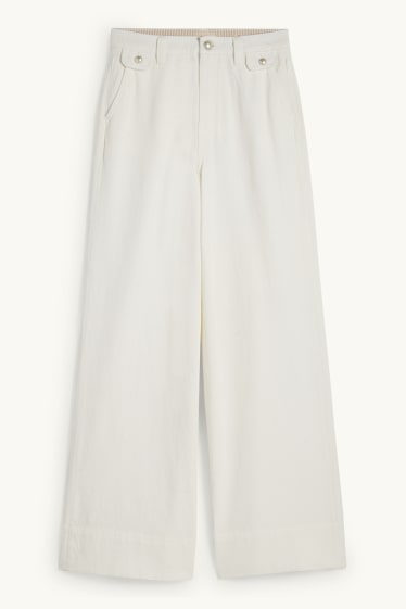 Damen - Wide Leg Jeans - Mid Waist - weiss