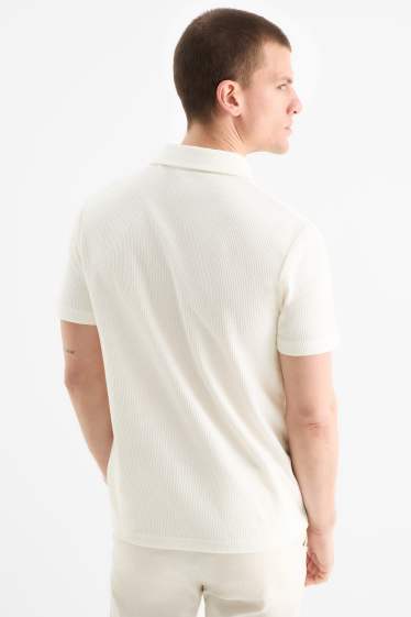 Herren - Poloshirt - strukturiert - cremeweiß