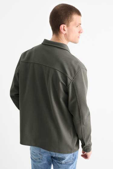 Hommes - Veste-chemise - relaxed fit - col kent - texturée - gris