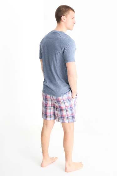 Herren - Shorty-Pyjama - blau-melange