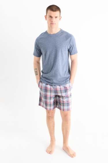 Herren - Shorty-Pyjama - blau-melange