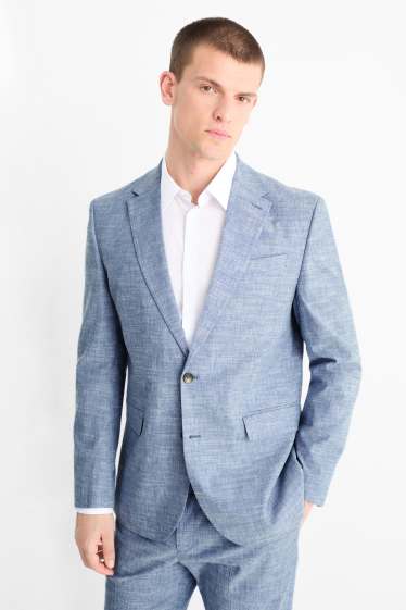 Hommes - Veste de costume en lin mélangé - regular fit - Flex - bleu