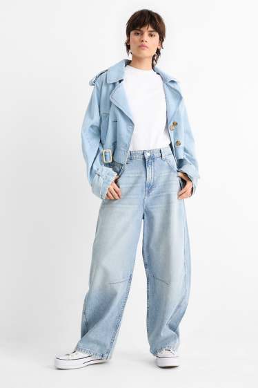 Dámské - Balloon jeans - mid waist - džíny - světle modré