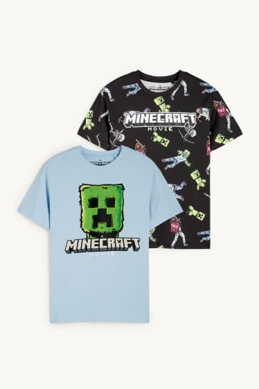 Kinder Buben - Multipack 2er - Minecraft - Kurzarmshirt - schwarz