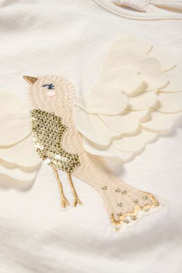 Enfants filles - Oiseau - ensemble - T-shirt et sac - 2 pièces - blanc crème