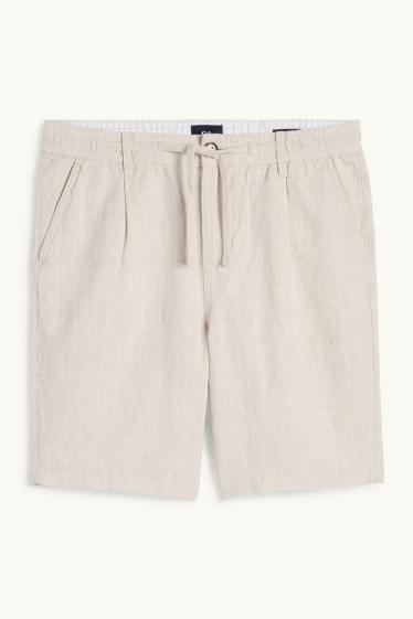 Uomo - Shorts - misto lino - beige chiaro
