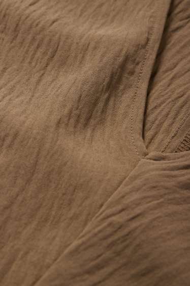 Donna - Vestito aderente con scollo a V - kaki