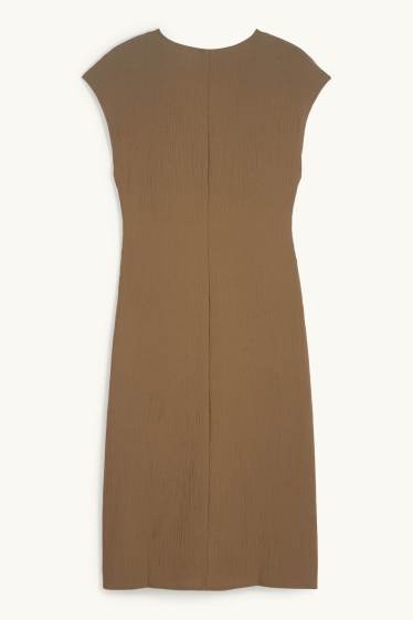 Donna - Vestito aderente con scollo a V - kaki