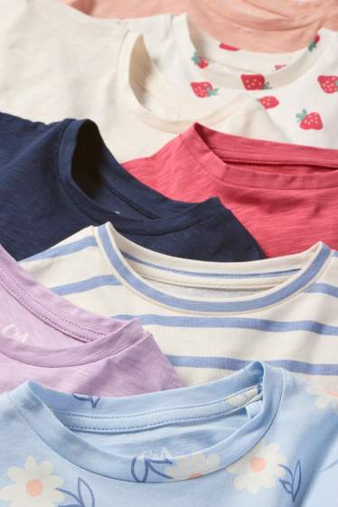 Bambine - Confezione da 8 - cuore e fragola - maglia a maniche corte - azzurro