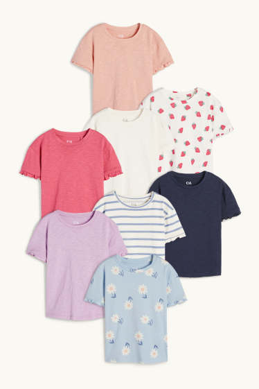 Bambine - Confezione da 8 - cuore e fragola - maglia a maniche corte - azzurro