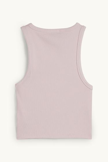 Femmes - Top court - côtelé - rose