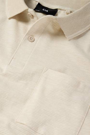 Heren - Poloshirt - regular fit - gestreept - beige