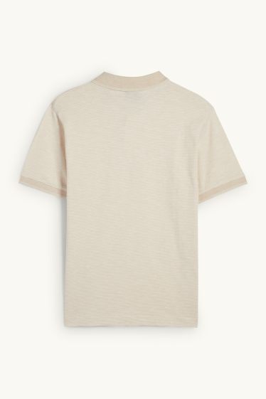 Heren - Poloshirt - regular fit - gestreept - beige