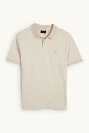 Heren - Poloshirt - regular fit - gestreept - beige
