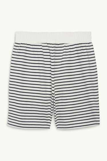 Mujer - Shorts deportivos básicos - de rayas - blanco / negro