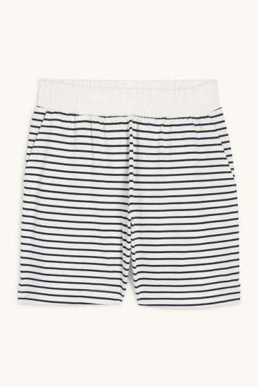 Mujer - Shorts deportivos básicos - de rayas - blanco / negro