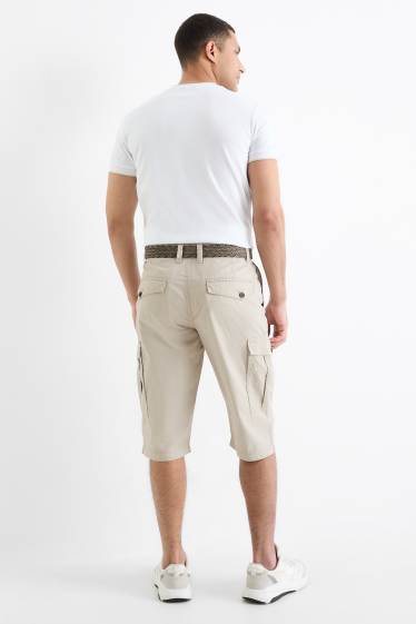 Uomo - Bermuda cargo con cintura - beige