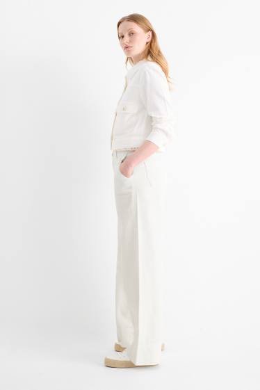 Damen - Wide Leg Jeans - Mid Waist - weiss