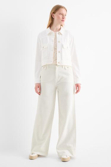Damen - Wide Leg Jeans - Mid Waist - weiss
