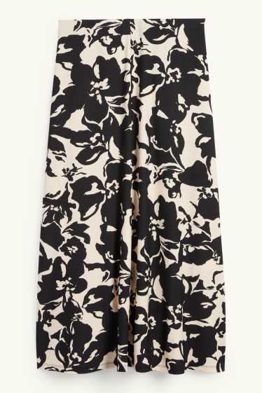 Dames - Rok - gebloemd - zwart / beige