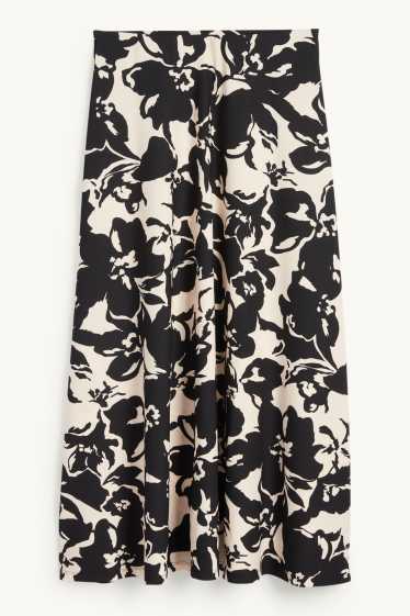 Dames - Rok - gebloemd - zwart / beige