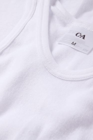Uomo - Confezione da 5 - canottiera - a coste fini - bianco