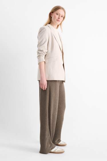 Damen - Jersey-Hose - Mid Waist - Wide Leg - strukturiert - dunkelbraun