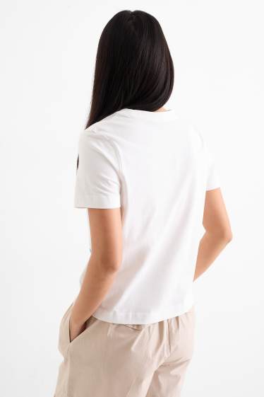 Mujer - Camiseta con pedrería - regular fit - blanco