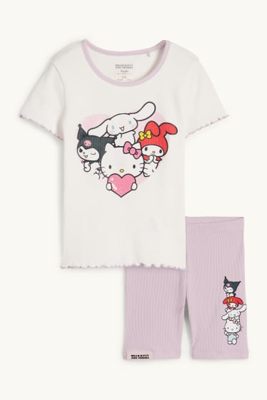 Children Girls - Hello Kitty and Friends - set - short sleeve T-shirt and cycling shorts - cremewhite