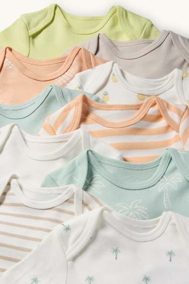 Unisex - Set van 10 - palmboom en ananas - rompertje - wit / beige