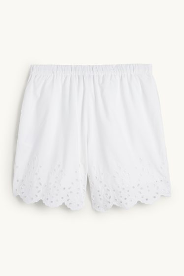 Mujer - Shorts - high waist - bordado inglés - blanco