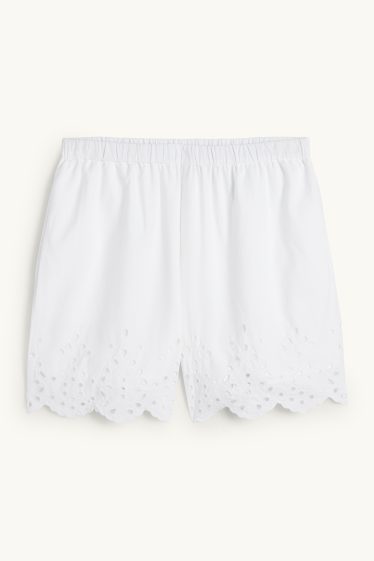 Mujer - Shorts - high waist - bordado inglés - blanco