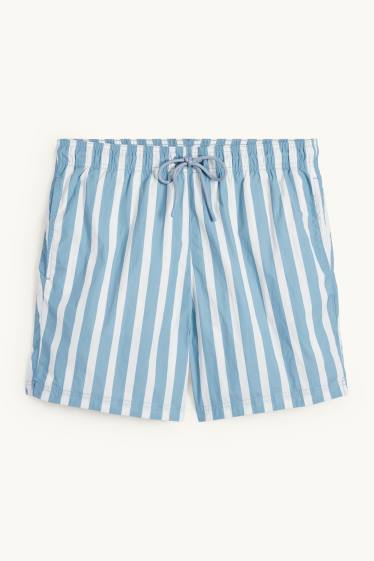 Hommes - Short de bain - à rayures - bleu / blanc