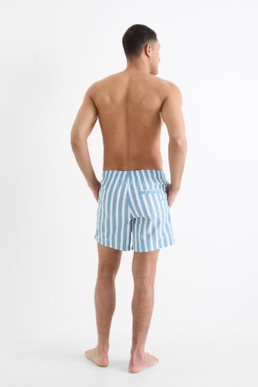 Hommes - Short de bain - à rayures - bleu / blanc