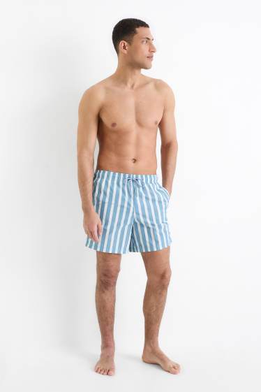 Hommes - Short de bain - à rayures - bleu / blanc