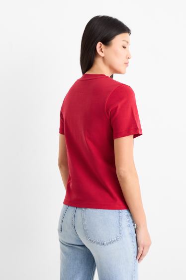 Women - T-shirt - slim fit - dark red